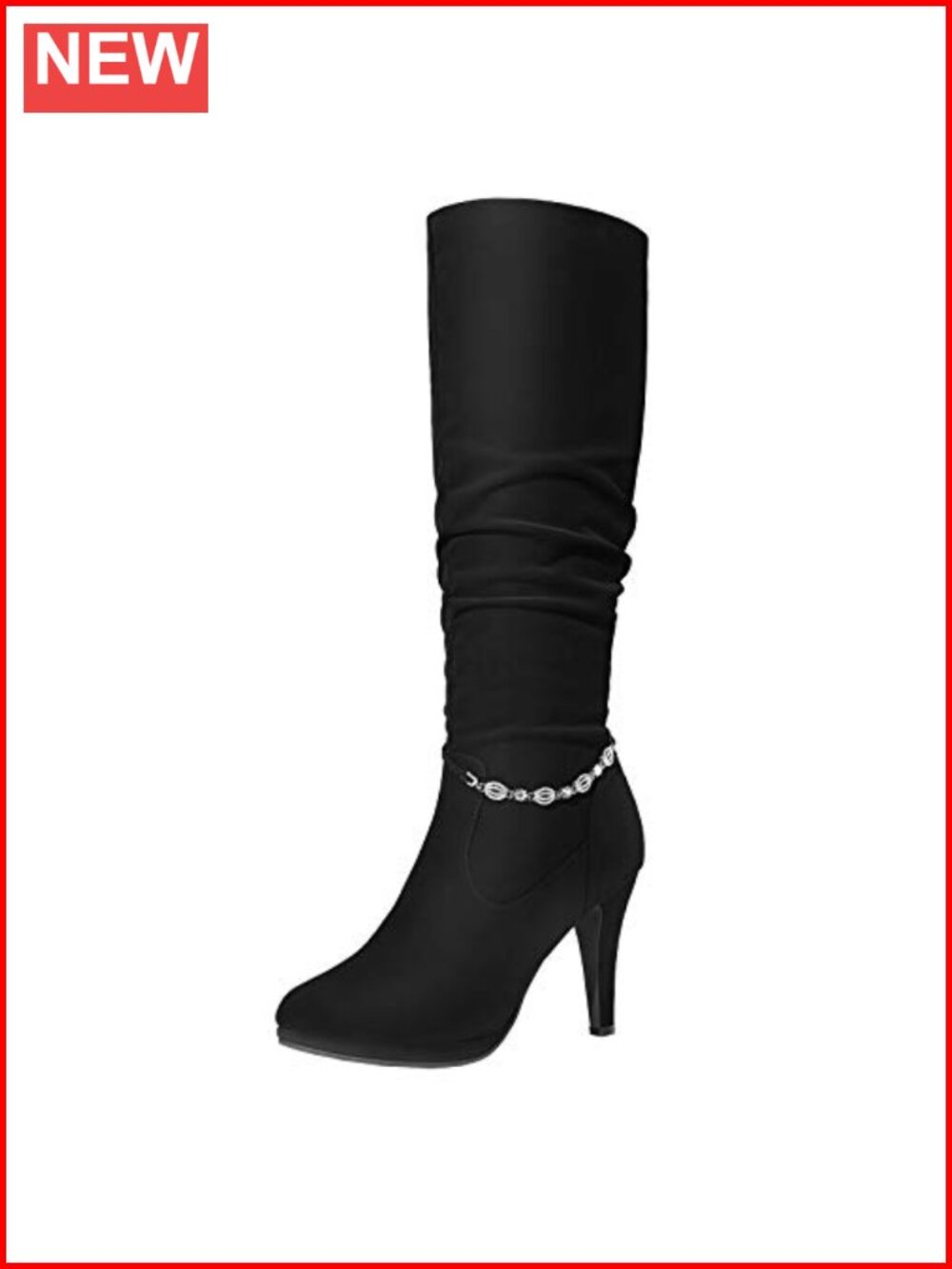 Dream Pairs Women's Stiletto Platform Knee High Boots Faux Fur Lined
